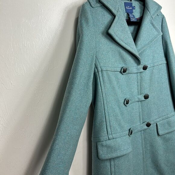 Faconnable Turquoise Wool Blend Single Breasted Button Front Coat Size S - Picture 3 of 10